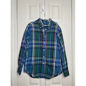 Polo Ralph Lauren Boys Medium 10-12 Plaid Blue Button Down Long Sleeve Shirt